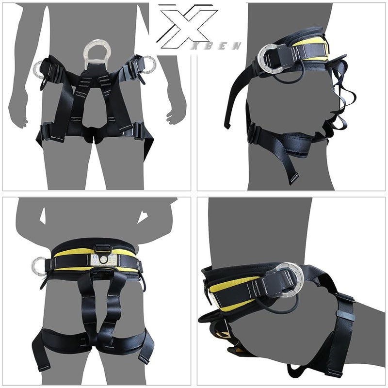 X XBEN Thicken Climbing Harness, Protect Waist Safety Harness Gear, Wider Half Body Harness for Roofing Fire Rescuing Rock Climbing Rappelling Tree Climb - Image 2
